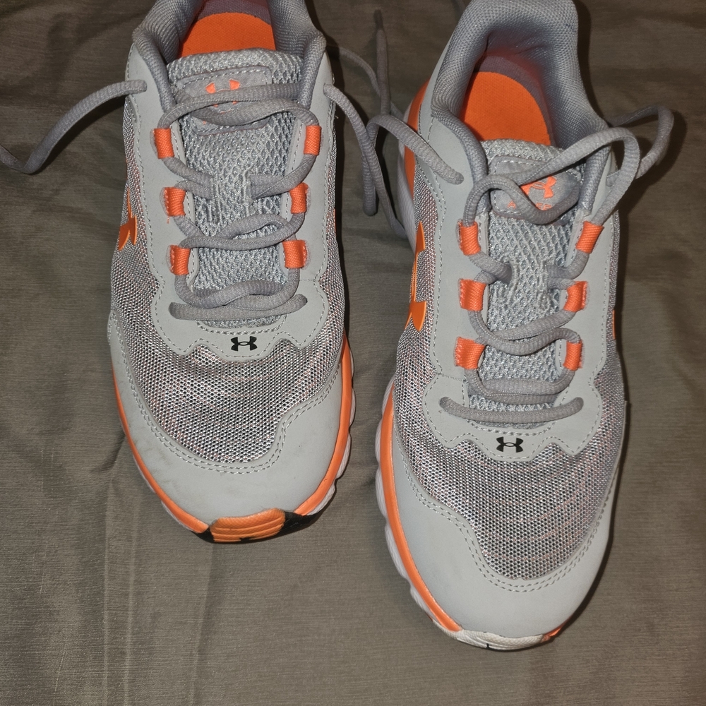 Under Armour Kids' Gray and Orange Sneakers
